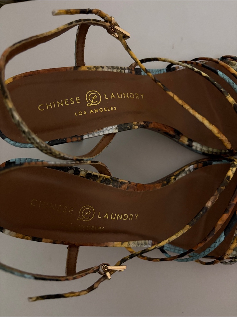 CL by Chinese Laundry Multicolor Snake-Print Strappy Sandals